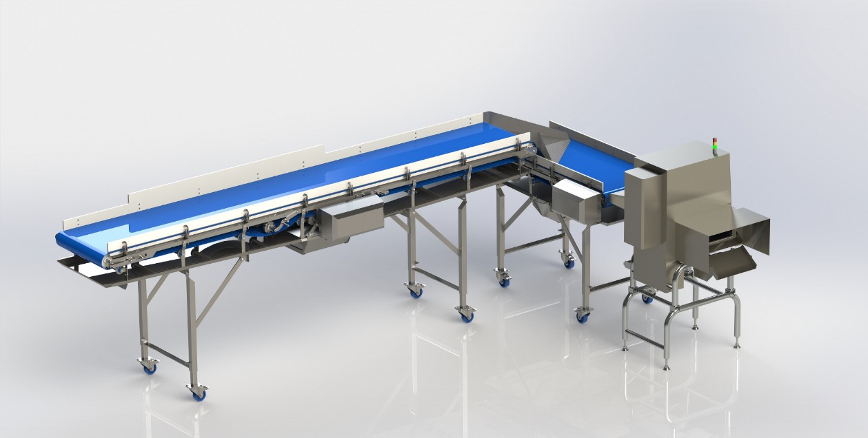 Conveyor with X-ray control unit